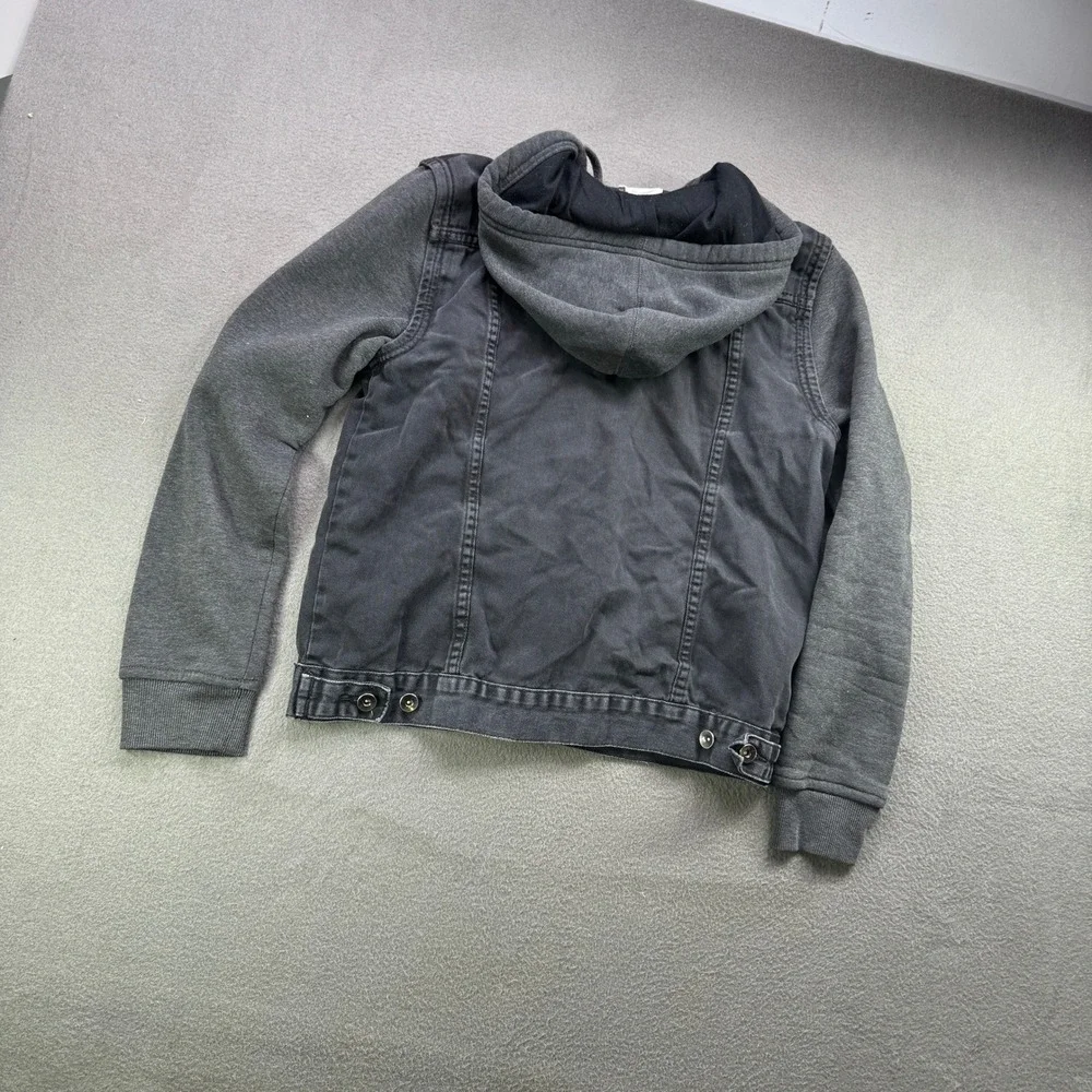 Holton Canvas & Cloth‎ Jacket Men M Grey Denim Fleece Hood Knit Sleeve Shirt